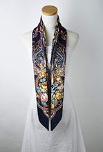 Load image into Gallery viewer, 40" Women Twill Satin Polyester Silk Feeling Square Hair Wrapping Sleeping Square Scarfs Baby Blue Paisley Totem Pattern