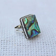 Load image into Gallery viewer, 925 Sterling Silver Ring For Men & Women, Natural Abalone Shell Ring Gemstone Unique Handcrafted Ring