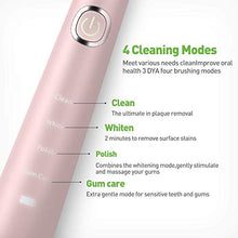 Load image into Gallery viewer, Sonic Electric Toothbrush USB Rechargeable Toothbrush Soft Bristles Oral Care Gum Clean Whiten Adult Toothbrush 3 Replacement Brush Heads 4 Modes with Automatic Timer IPX7 Waterproof Pink