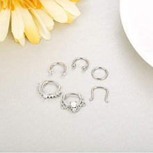 Load image into Gallery viewer, Finrezio 12Pcs 316L Stainless Steel Septum Piercing Nose Rings Hoop Cartilage Tragus Retainer Body Piercing Jewelry 8MM 16G Rose-Gold Tone & Silver Tone