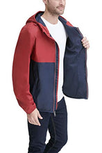 Load image into Gallery viewer, Tommy Hilfiger Men's Lightweight Active Water Resistant Hooded Rain Jacket, Red/Navy Colorblock, X-Large