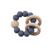 Load image into Gallery viewer, Babe Basics, Teething Rattle for Babies, Natural Wood & BPA-Free Silicone Teether - Grey Clouds