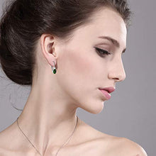 Load image into Gallery viewer, Gem Stone King 0.98 Ct Green Chrome Diopside White Created Sapphire 925 Silver 3/4 Inch Earrings