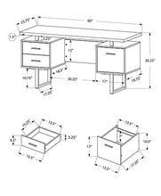 Load image into Gallery viewer, Monarch Specialties White Hollow-Core/Silver Metal Office Desk, 60-Inch
