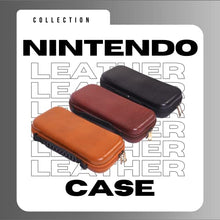 Load image into Gallery viewer, S&J Limited Edition Genuine Leather Hard Shell Nintendo Switch Travel Case with 10 Gamecard Slots Includes Back Protective TPU Dockable Case, 2 Joycon Covers, 4 Thumbstick Caps & Screen Protector