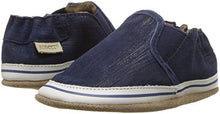 Load image into Gallery viewer, Robeez Kids Crosshatch Crib Shoe, Leather Liam Basic - Indigo, 0-6 Months M US Infant