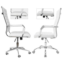 Load image into Gallery viewer, LUCKWIND Ergonomic Office Chair Ribbed Leather Swivel - Adjustable Height Tilt Arm Sleeves Lumbar Support High Back Upholstery Executive Conference Task Computer Chrome Wheel Caster 350lbs Big (White)