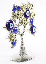 Load image into Gallery viewer, Turkish Blue Evil Eye Gold Flowers Money Fortune Tree Protection Good Luck Gift