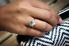 Load image into Gallery viewer, Stackable Vintage Gold Ring by Anemone Unique - 10mm 4-Prong Triangle Shape Moonstone Ring Fit for Engagement, Weddings, and Parties- Handmade Jewelry