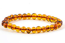 Load image into Gallery viewer, Baltic Amber Bracelet for Adults Made on Elastic Band – Carpal Tunnel, Arthritis, Headache, Migraine Pain Relief (Cognac, 7.5 inch.)
