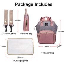 Load image into Gallery viewer, Qimiaobaby Diaper Bag Backpack, Baby Nappy Storage Travel Bag,With Bottle Bag,Stroller Belt And Diaper Changing Pad (Pink Gray)