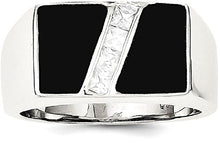 Load image into Gallery viewer, 925 Sterling Silver Mens Cubic Zirconia Cz Black Onyx Band Ring Size 11.00 Man Fine Jewelry For Dad Mens Gifts For Him