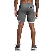 Load image into Gallery viewer, Leidowei Men's 2-in-1 Gym Running Shorts, Lightweight Workout Athletic Training 7" Short Pants (Dark Grey, Medium)