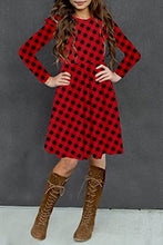Load image into Gallery viewer, HOSIKA Girls Christmas Plaid Dress Long Sleeve A-Line Twirly Pleated Swing Party Dresses for Toddler Kids 6-12 Years Red XL