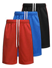 Load image into Gallery viewer, Boyoo Big Boys Youth 3 Pack Fast Dry Athletic Performance Shorts Mesh Active Basketball Shorts with Pockets