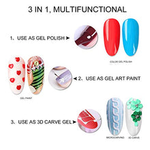 Load image into Gallery viewer, Saviland 12 Colors 3 in 1 Gel Art Paint for Nails with 3pcs Brush Pens,6ml/pcs Cable Knit Sweater Nail with 3D Embossed Gel Nail Polish, Carve Gel Set for Flowers Animals Design(Red White Black.)