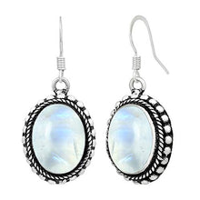 Load image into Gallery viewer, Natural Moonstone Earrings 925 Silver Overlay handmade Boho Style Dangle Earrings