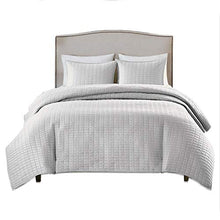 Load image into Gallery viewer, Comfort Spaces Kienna Quilt Set - Luxury Double Sided Stitching Design, All Season, Lightweight, Coverlet Bedspread Bedding, Matching Shams, Gray Full/Queen(90"x90") 3 Piece