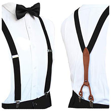 Load image into Gallery viewer, RBOCOTT Black Suspender and Silk Bow Tie Sets for Men (Black)