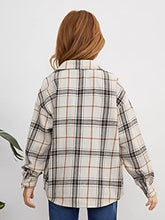 Load image into Gallery viewer, SHENHE Girl's Plaid Button Down Long Sleeve Drop Shoulder Collar Shirt Blouse Tops Multicolor 9Y