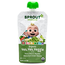 Load image into Gallery viewer, CoComelon Sprout Organic Baby Food, Toddler Pouches, Yes, Yes, Veggie, Fruits, Grains, 3.5 Oz Purees (Pack of 12)
