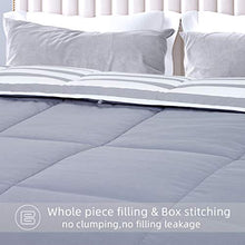 Load image into Gallery viewer, Brermer All Season Queen Soft Quilted Down Alternative Comforter, Hotel Collection Reversible Duvet Insert with 8 Corner Tabs, Winter Warm Fluffy Lightweight, 88x88 inches Grey/White Stripe