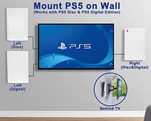 Load image into Gallery viewer, Wall Mount for PS5 Playstation 5 Disc Edition and Digital Edition (Mounts The Console on Wall Near or Behind TV with Invisible Design), Including 2 Accessory Holders for Controller & Headset (Black)