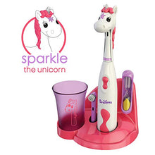 Load image into Gallery viewer, Brusheez Kid's Electric Toothbrush Set - Sparkle The Unicorn - Includes Battery-Powered Toothbrush, 2 Brush Heads, Cute Animal Cover, Sand Timer, Rinse Cup & Storage Base