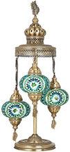 Load image into Gallery viewer, (16 Colors) Demmex 2020-3 Big Globes Magnificent Handmade Turkish Moroccan Mosaic Tiffany Table Desk Bedside Lamp Lampshade Night Accent Mood Light for North American Use, 31" Height (Blue-Green)