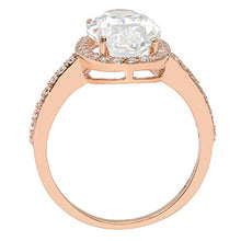 Load image into Gallery viewer, 3.28ct Brilliant Oval Cut Halo Statement Wedding Anniversary Engagement Bridal Ring 14k Rose Gold, 7