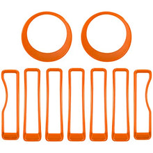 Load image into Gallery viewer, Bonbo Mesh Grille Grill Insert & Headlight Turn Light Cover Trim Exterior Accessories for Jeep Wrangler JL Sport/Sports 2018 2019 2020 2021 2022 (Orange)