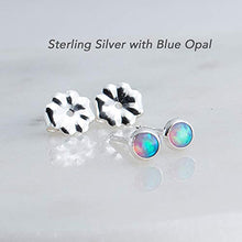 Load image into Gallery viewer, Light Blue Opal Cabochon in Sterling Silver Stud Earrings for Women Fashion Jewelry Earings