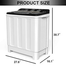 Load image into Gallery viewer, Compact Twin Tub Portable Mini Washing Machine 24lbs Capacity, Washer(16.5lbs)&Spiner(7.5lbs)/Built-in Drain Pump/Semi-Automatic (White&Black)