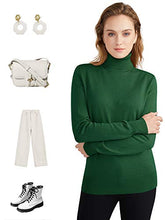 Load image into Gallery viewer, Womens Turtleneck Sweater Lightweight Long Sleeve Rib Knit Pullover Jumper Tops Army Green