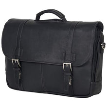 Load image into Gallery viewer, Kenneth Cole Reaction Show Business Messenger Briefcase Colombian Leather 16” Laptop Computer Portfolio Satchel Work Bag, Black, One Size