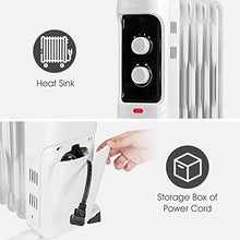 Load image into Gallery viewer, GOFLAME 1500W Oil Filled Radiator Heater, Electric Space Heater with 3 Heating Modes, Adjustable Thermostat, Tip-Over & Overheat Protection, Powerful Oil Heater for Home and Office (White)