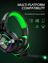 Load image into Gallery viewer, ZIUMIER Z66 Gaming Headset for PS4, PS5, Xbox One, PC, Wired Over Ear Headphone with Noise Isolation Microphone, LED RGB Light,Surround Sound for Laptop Computer, Green