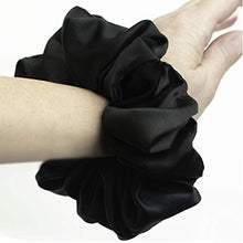 Load image into Gallery viewer, Scunci Original Scrunchie Jumbo Size in Washable Black Nylon Silk-Like Fabric, Perfect for Wrist-to-Hair Versatility, 1 Count