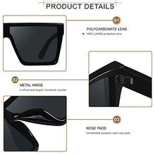 Load image into Gallery viewer, Square Oversized Sunglasses for Women Men Big Flat Top 2 pack Fashion Shield Large UV Protection Rimless Shades Black Tortoise Sun glasses