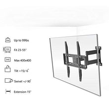 Load image into Gallery viewer, WALI TV Wall Mount Bracket Full Motion Articulating Extend Arm for Most 23-55 inches LED, LCD, OLED Flat Screen TVs up to 99lbs VESA 400x400mm with Tilting for Display (FTM-1), Black