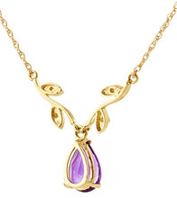 Load image into Gallery viewer, Galaxy Gold 14k White, Rose, Yellow Gold Amethyst and Diamond Vine Branch Design Pendant Necklace with 1.52 Carats (Carat Total Weight) Natural Diamonds & Pear-Shaped Purple Amethyst (yellow-gold, 20)