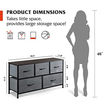 Load image into Gallery viewer, WLIVE Dresser for Bedroom with 5 Drawers, Wide Chest of Drawers, Fabric Dresser, Storage Organizer Unit with Fabric Bins for Closet, Living Room, Hallway, Nursery, Black Gray