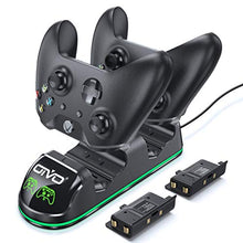 Load image into Gallery viewer, OIVO Xbox One Controller Charger, Dual Charging Station with Updated LED Strap, Remote Charger Dock for Xbox One/S/X/Elite Controller - 2 Rechargeable Battery Packs Included
