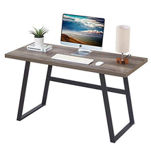 Load image into Gallery viewer, BON AUGURE Rustic Wood Computer Desk, Industrial PC Writing Desk, Vintage Study Table for Home Office Workstation (55 inch, Grey Oak)