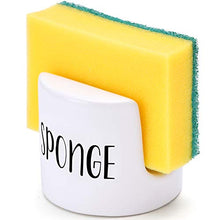 Load image into Gallery viewer, Sponge Holder for Kitchen Sink - Sink Sponge Holder- kitchen Sponge Holder - Rustic Farmhouse kitchen Decor- kitchen Sink Accessories - kitchen Counter Decor- Ceramic Sponge Holder - White