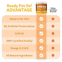 Load image into Gallery viewer, Ready Pet Go! Omega 3 for Dogs | Fish Oil for Dog Shedding, Skin Allergy, Itch Relief, Mange and Hot Spots Treatment | EPA & DHA | Natural Joint Supplement for Dogs, Heart and Brain Health | 90 Chews