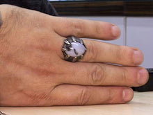 Load image into Gallery viewer, Falcon Jewelry Men's Sterling Silver Ring, Real Natural Yemeni Agate Gemstone Stone Will be Similar, Free Express SHİPPİNG, Solid Sterling Silver Men Ring