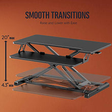 Load image into Gallery viewer, Standing Desk Converter with Height Adjustable – PUTORSEN 32 inch Stand Up Desk, Ergonomic Sit Stand Dual Monitor and Laptop Riser Tabletop Workstation Black