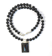 Load image into Gallery viewer, Mens Black Onyx and Sterling Silver Pendant Necklace