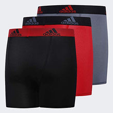 Load image into Gallery viewer, adidas Kids-Boy's Performance Boxer Briefs Underwear (3-Pack), Black/Scarlet/Onix, X-Large